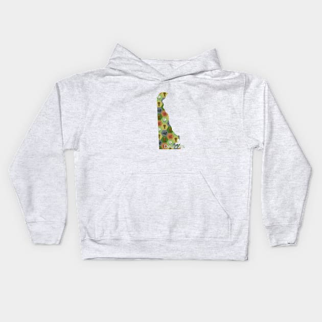 Delaware State Map Board Games Kids Hoodie by adamkenney